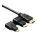 Cable Hdmi 3 En 1, Con Adaptadores Mini Hdmi Y Micro Hdmi