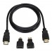 Cable Hdmi 3 En 1, Con Adaptadores Mini Hdmi Y Micro Hdmi