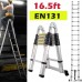 Bowoshen 16.5FT Aluminum Telescoping Extension Ladder 330lbs Max Capacity A-Frame Lightweight Portable Multi-Purpose Folding with Support Bar Anti-Slip EN131 Certificated