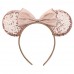 YanJie Mouse Ears Bow Headbands, Glitter Party Rose Gold Satin Bow Princess Decoration Cosplay Costume for Girls & Women (dsnfg-7)