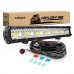 Nilight ZH409 20 Inch 420W Triple Row Flood Spot Combo 42000LM LED Light Bar with Heavy Duty Off-Road Wiring Harness, 2 Years Warranty, White