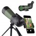 Gosky 20-60x60 HD Spotting Scopes with Tripod, Smartphone Adapter and Carrying Bag - BAK4 45 Degree Angled Spotter Scope for Target Shooting Hunting Bird Watching Wildlife Scenery