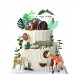 25 PCS Jungle Animal Cake Toppers, Safari Animals Figure Toys Picks Jungle Wild One Animals Cake Decorations for Baby Shower Safari Party Holiday Party