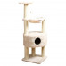 TRIXIE Baza Cat Tower, Scratching Posts, Condo, Hammock, Platform, Dangling Pom-Pom,Cream,44543