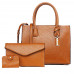 Women Top Handle Purses Handbags Set Leather Satchel Tote Shoulder Bag 3pcs (Brown)
