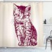 Ambesonne Cat Shower Curtain, Little Kitty Sitting Domestic Whiskers Feline Best Company Animal Graphic Print, Cloth Fabric Bathroom Decor Set with Hooks, 70