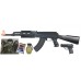 UKARMS AK47 Airsoft Electric Rifle AEG Semi and Full Auto (with Battery and Charger) + Spring Pistol - Tactical Black -