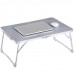 Foldable Laptop Table, Superjare Bed Desk, Breakfast Serving Bed Tray, Portable Mini Picnic Table & Ultra Lightweight, Folds in Half with Inner Storage Space - Gray