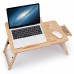 Laptop Desk Adjustable Bamboo Breakfast Serving Bed Tray Tilting Top with Drawer