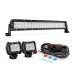 Nilight 22Inch 120W Spot Flood Combo Led Light Bar 2PCS 4Inch 18W Flood LED Pods Fog Lights with 16AWG Wiring Harness Kit-2 Leads,2 Years Warranty