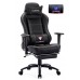 UOMAX Gaming Chair Reclining Rocking Office Chair for Computer, Racing Style Office Chair Recliner with Footrest and Massage Lumbar Support, PU Leather E-Sports Game Seat for Gamer. (Black)
