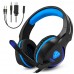 Megadream PS4 Over-Ear Stereo Gaming Headphone, 3.5mm Wired Headset Noise Cancelling with Mic & LED Light for Xbox One, Xbox One S, Xbox One X, PS4, PS4 Pro, PS4 Slim Laptop Tablet Phone (Black+Blue)